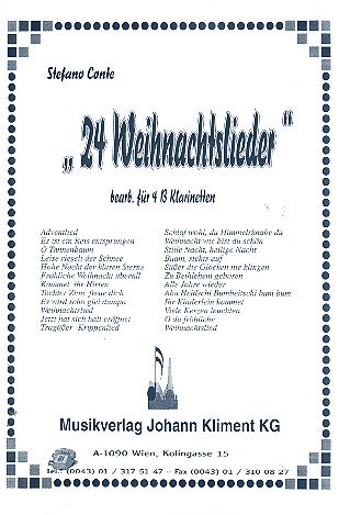 24 Weihnachtslieder für 4 Klarinetten