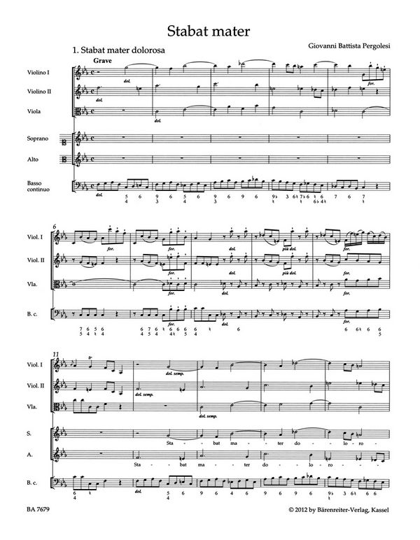 Stabat mater für Sopran, Alt, Streicher