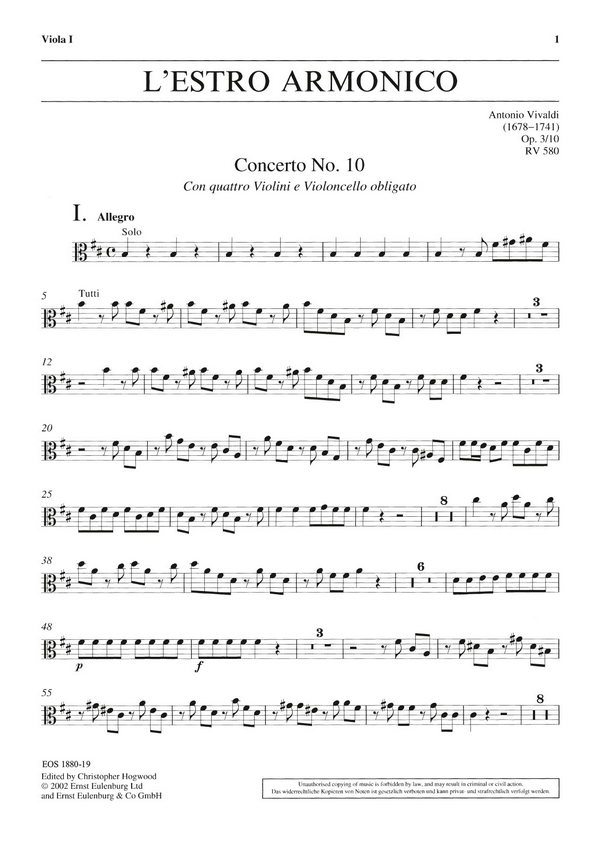 Konzert h-Moll L'Estro Armonico op.3,10 RV580