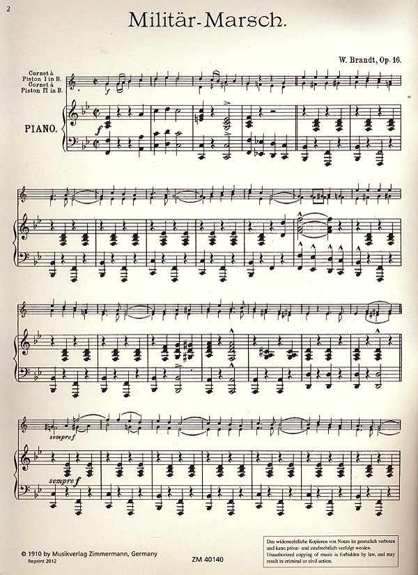 Militär-Marsch op.16 für 2 Kornette (Trompeten)