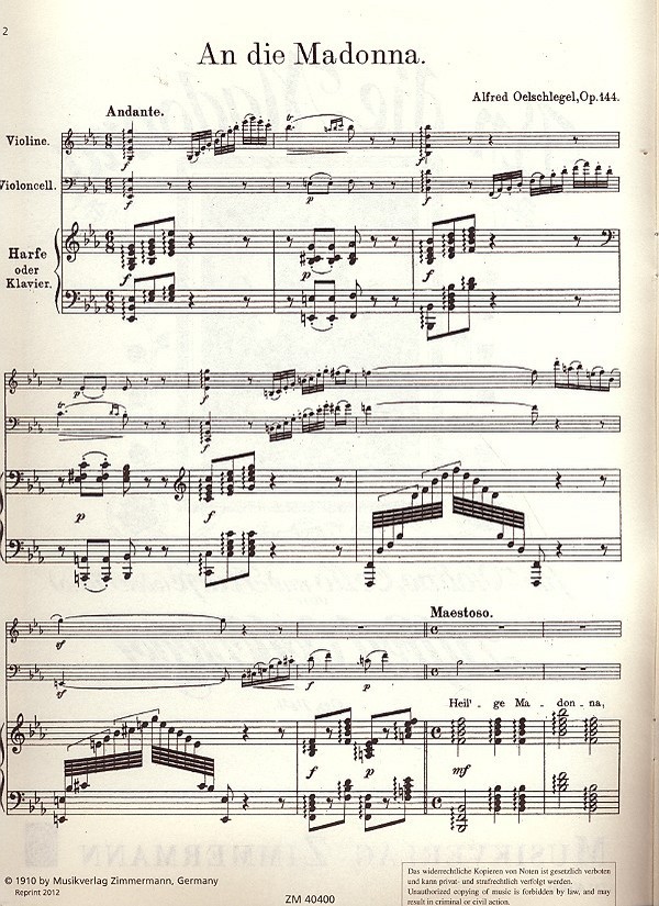 An die Madonna op.144 für Violine,