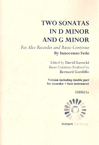 2 Sonatas for alto recorder and Bc