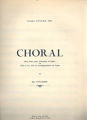 Choral pour clarinette (flûte à bec alto)