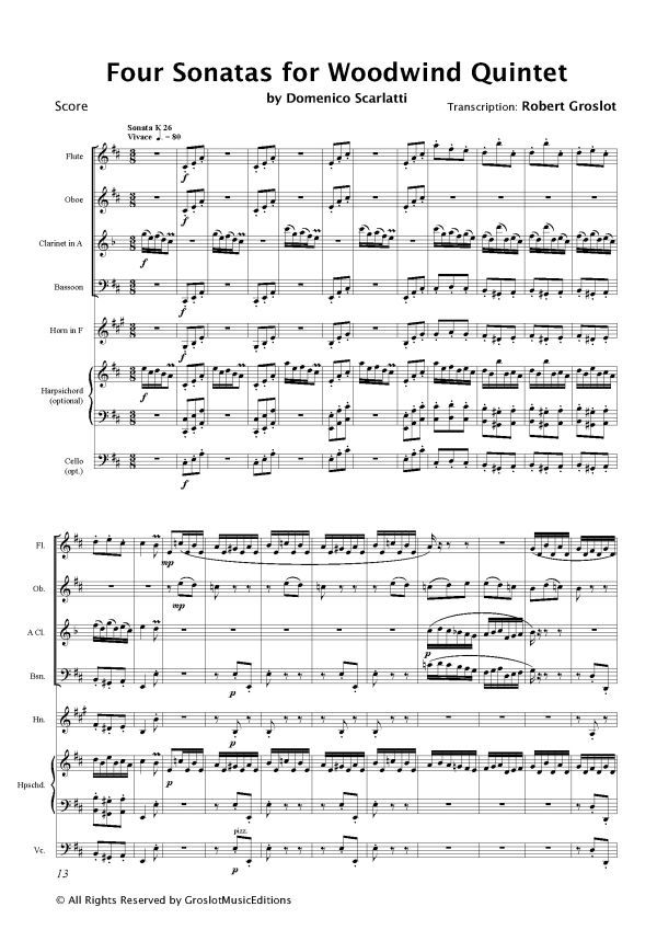 4 Sonatas for flute, oboe, clarinet, horn