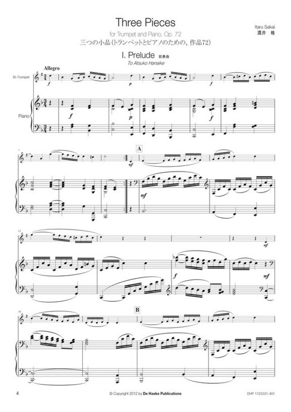 3 Pieces op.72 for trumpet and piano