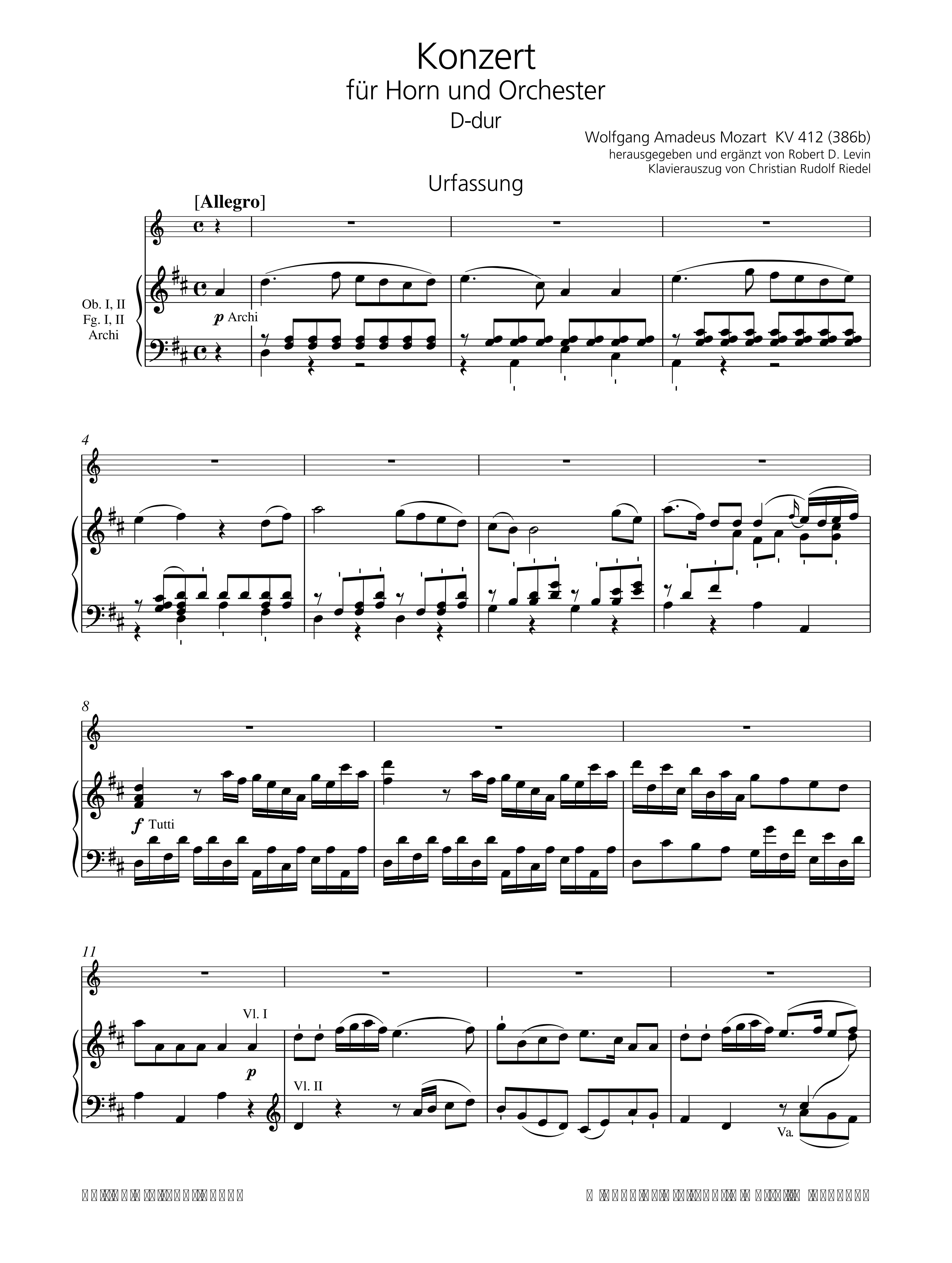 Konzert D-Dur Nr.1 KV412 (KV386b)