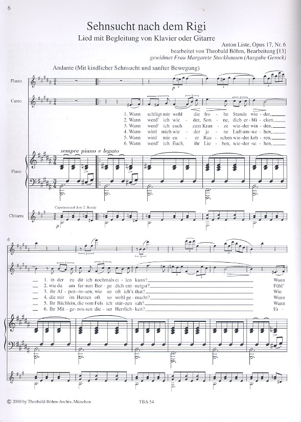 Sehnsucht nach dem Rigi op.17,6