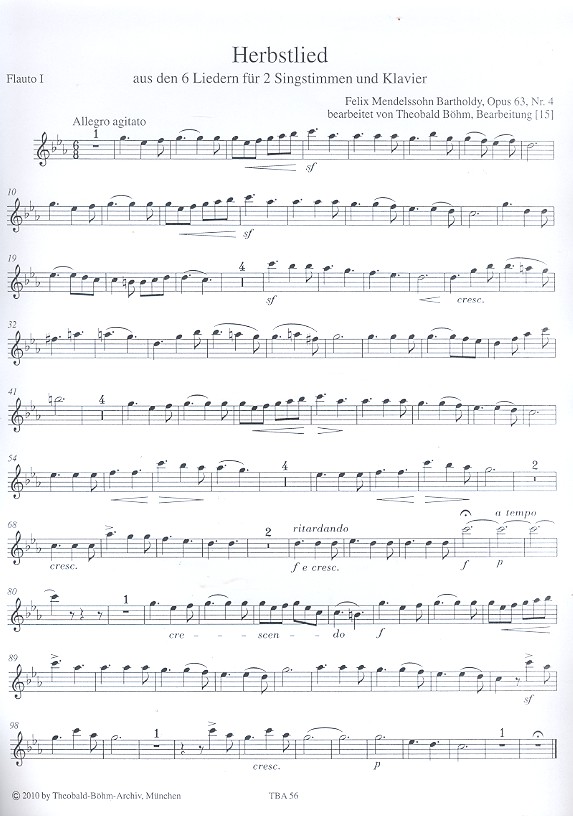 Herbstlied op.63,4 für 2 Flöten und Klavier