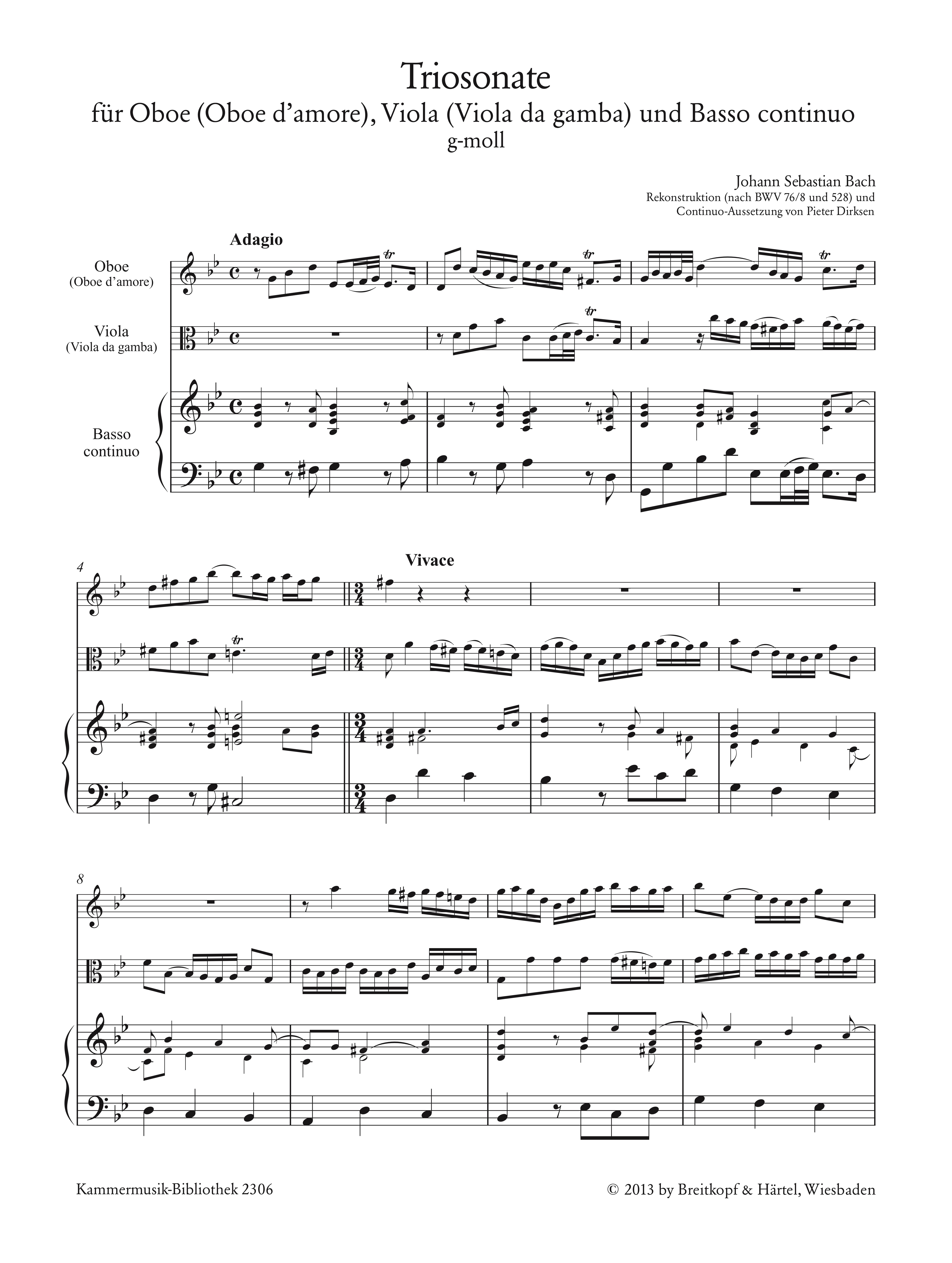 Sonate g-Moll nach BWV76/8 und BWV528