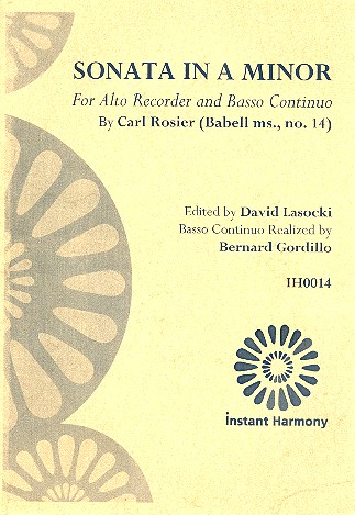 Sonata in a Minor for alto recorder and Bc