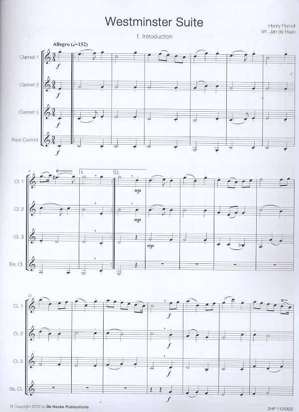 Westminster Suite for 4 clarinets (BBBBass)