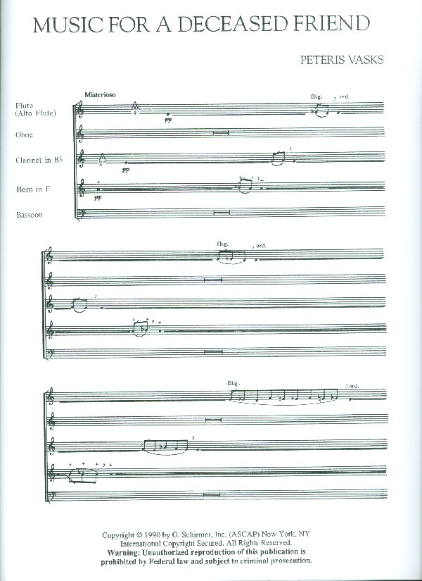 Music for a deceased Friend for flute,