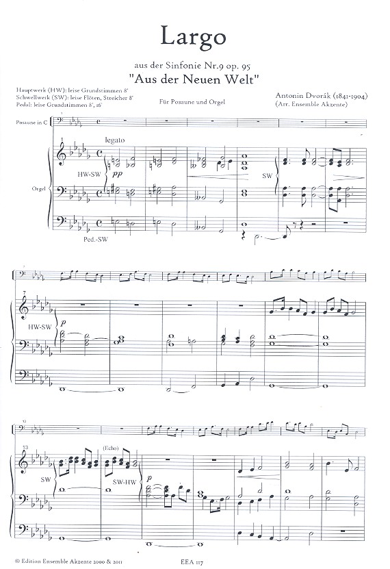 Largo aus Sinfonie Nr.9 op.95 für Posaune