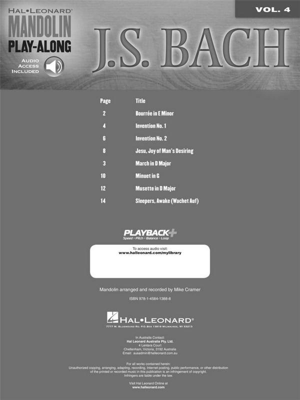 J.S. Bach (+CD) for mandolin/tab