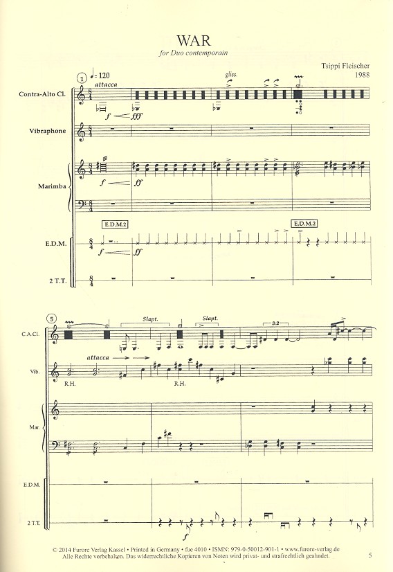 War op.23 für Bassklarinette, Contra-Altklarinette,