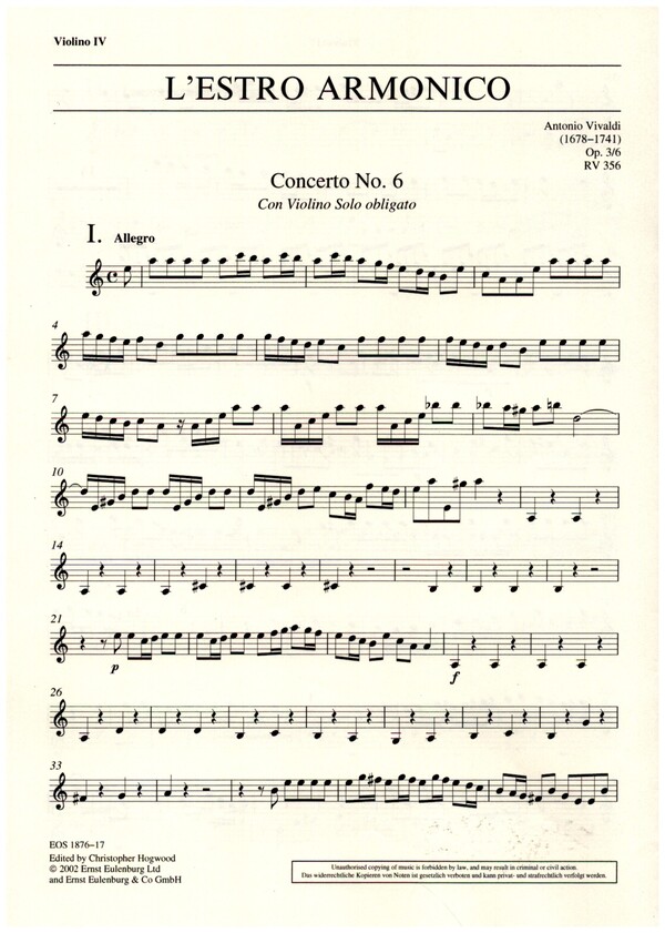 Konzert a-Moll L'Estro Armonico op.3,6 RV356
