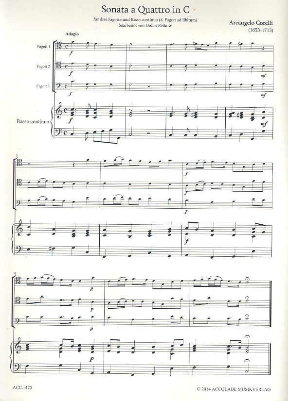 Sonata a quattro in C für 3 Fagotte und Bc