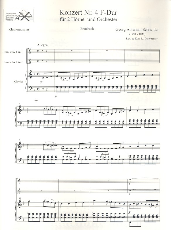Konzert F-Dur Nr.4 für 2 Hörner und Orchester