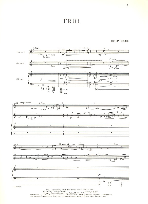 Trio for 2 violins and piano