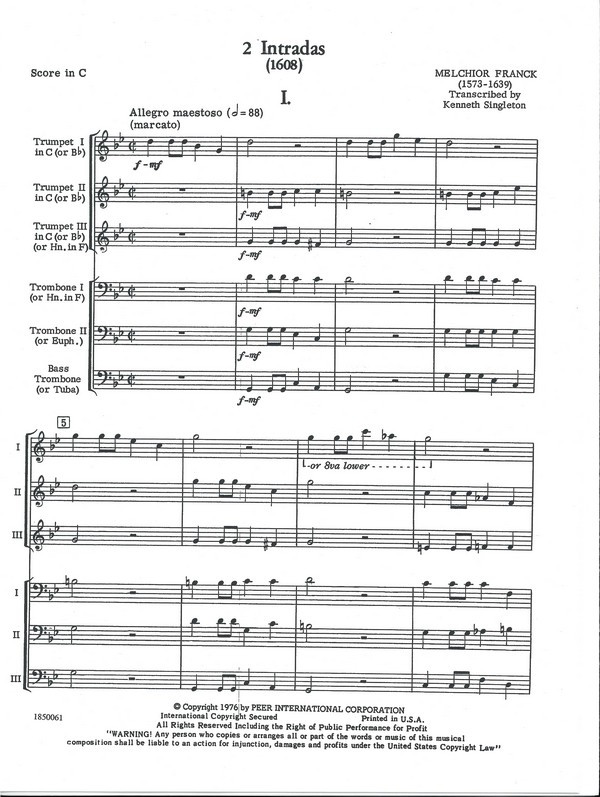 2 Intradas for 3 trumpets
