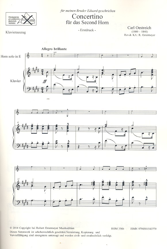 Concertino E-Dur für second Horn (Horn tiefe Lage) und Orchester