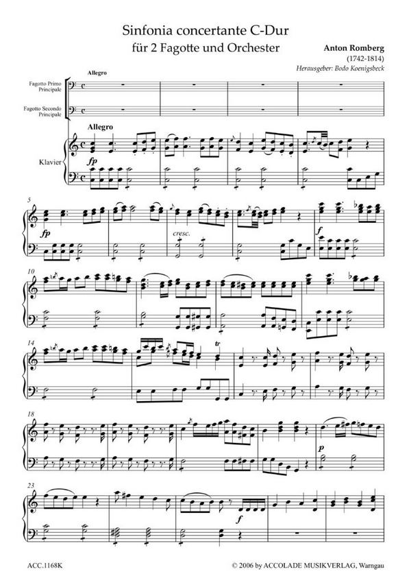 Sinfonie concertante C-Dur für 2 Fagotte und Orchester