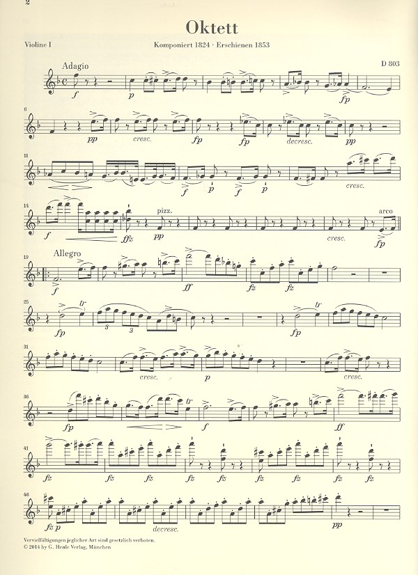 Oktett F-Dur D803 für Klarinette, Fagott,