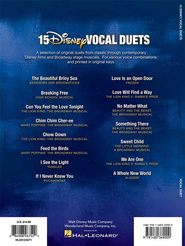 15 Disney Vocal Duets from the Stage and Screen: