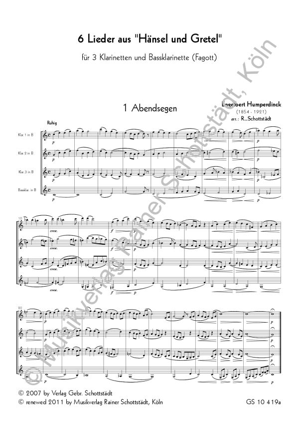 6 Lieder aus "Hänsel und Gretel"