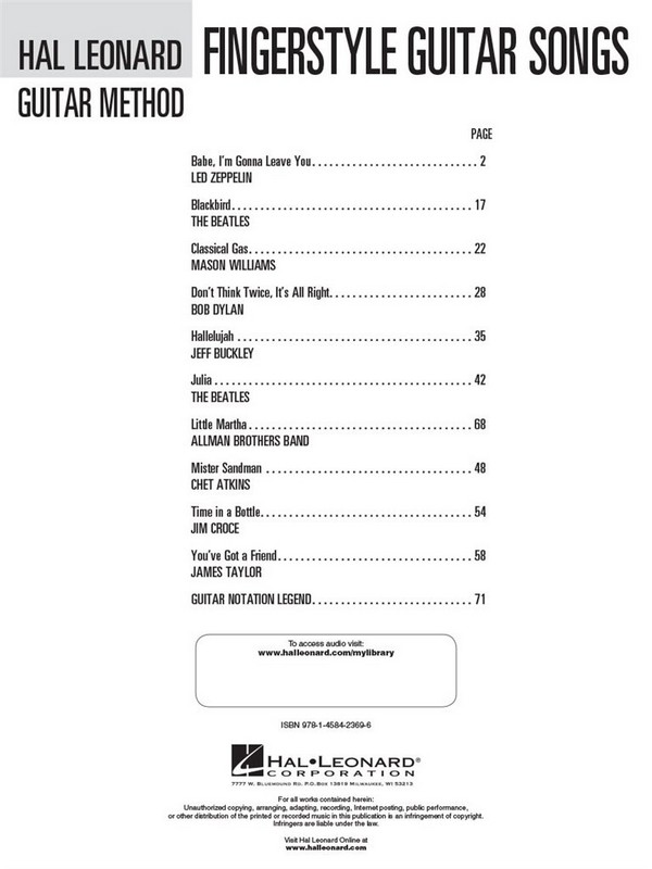 Fingerstyle Guitar Songs  (+audio access):