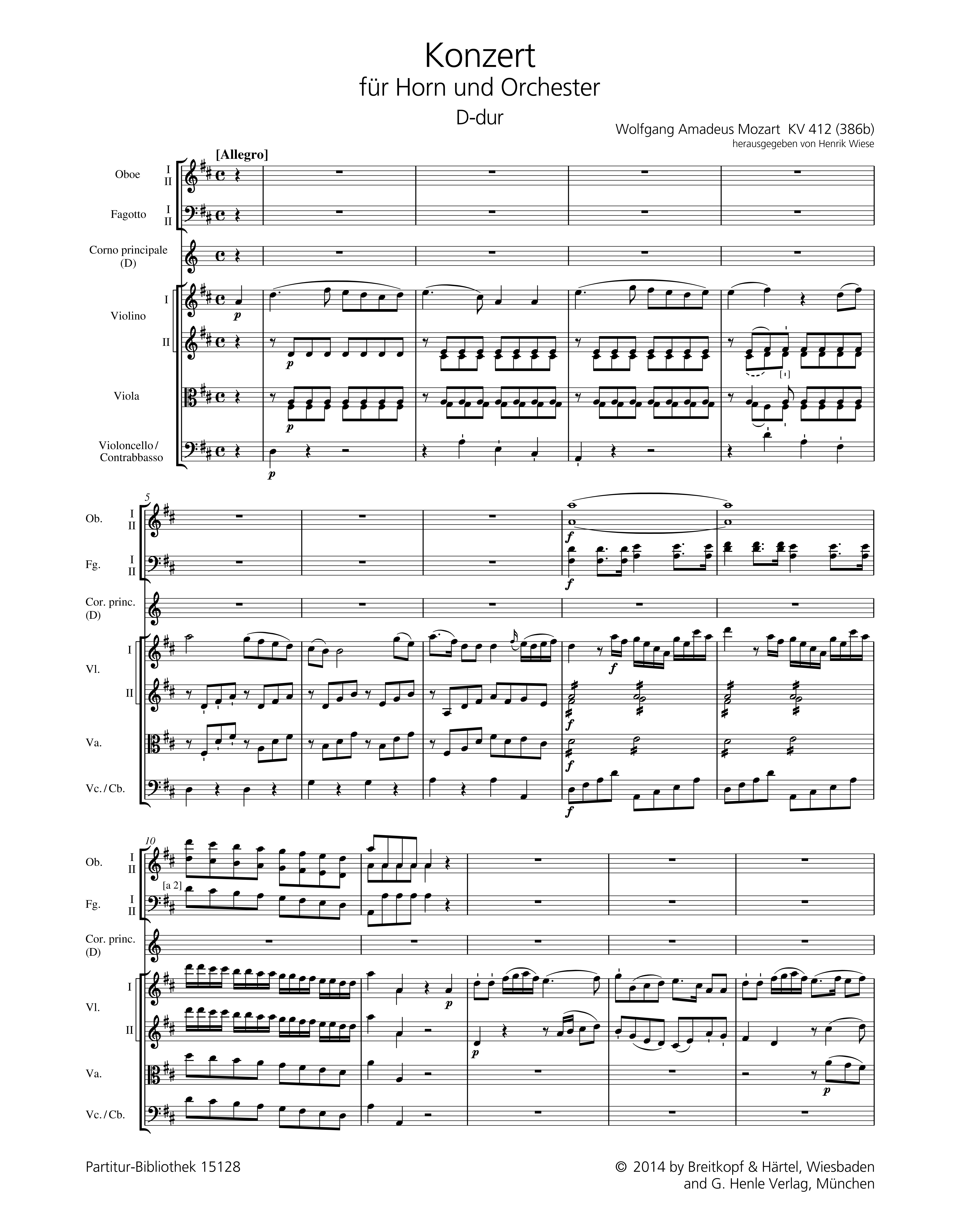 Konzert D-Dur Nr.1 KV412 (KV514) mit 2 Rondo-Fassungen