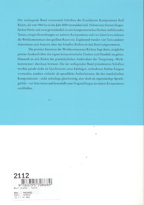 Rolf Riehm - Texte