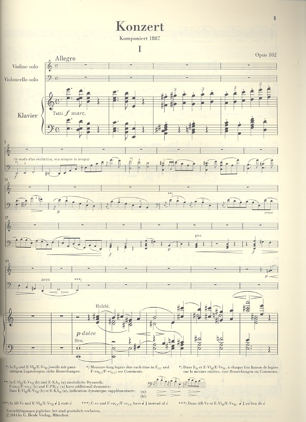 Konzert a-moll op.102 für Violine, Violoncello und Orchester