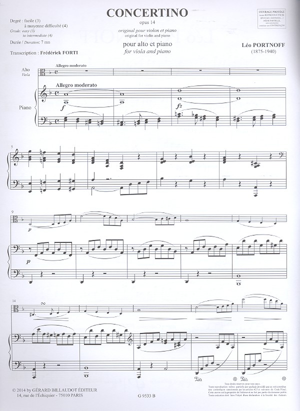 Concertino op.14 pour violon et piano