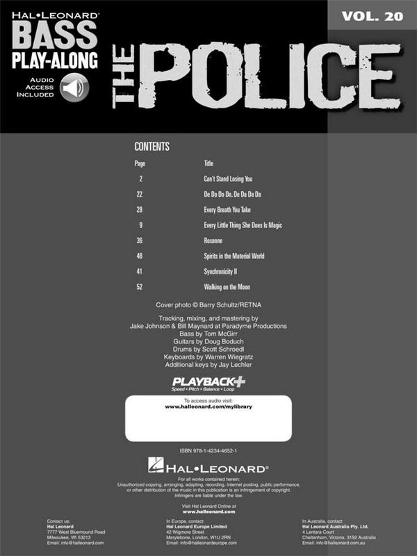 The Police (+CD): bass playalong vol.20