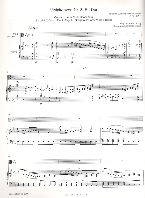 Konzert Es-Dur Nr.3 für Viola und Streichorchester
