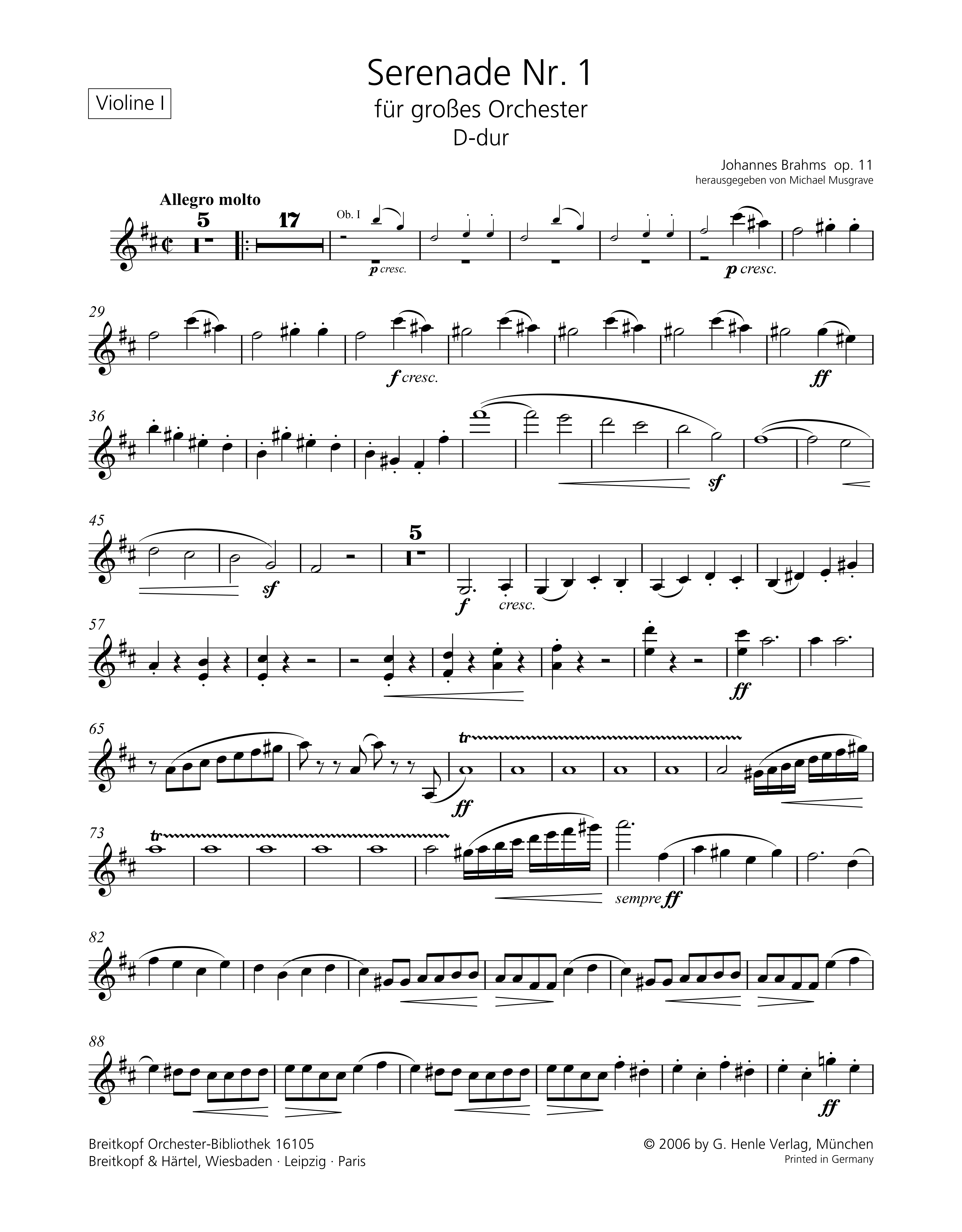 Serenade D-Dur Nr.1 op.11