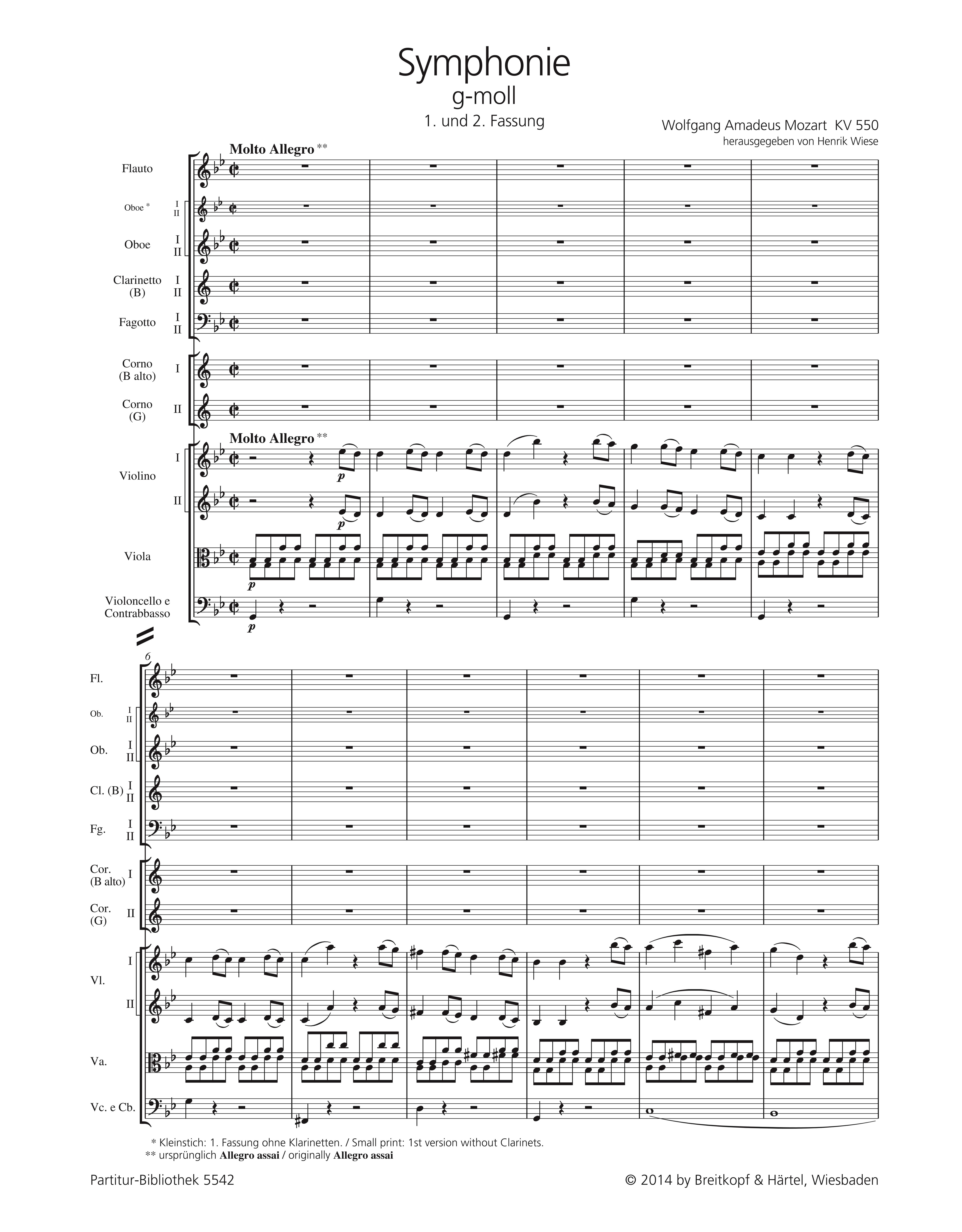 Sinfonie g-Moll Nr.40 KV550 (1. und 2. Fassung)