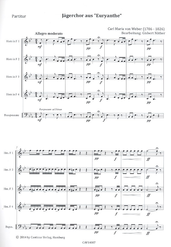 Vier Hornquartette mit Männerchor