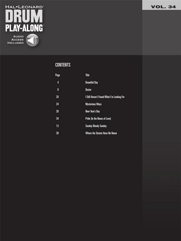 U2 (+CD): Drum playalong vol.34