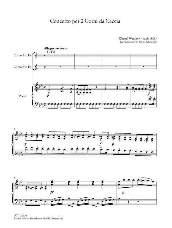 Konzert Es-Dur für 2 Corni da caccia (Jagdhörner) und Orchester
