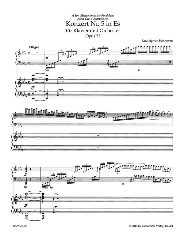 Konzert Es-Dur Nr.5 op.73 für Klavier und Orchester