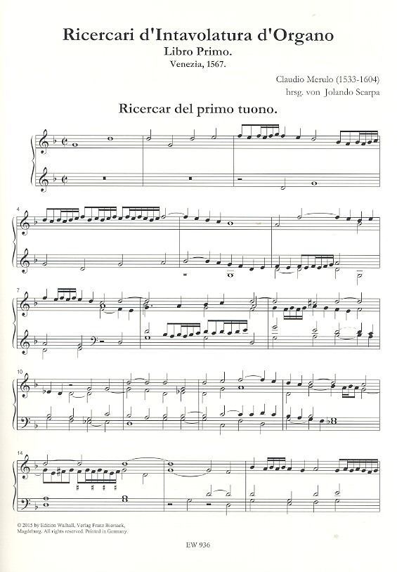 Ricercari d'Intavolatura d'Organo libro primo
