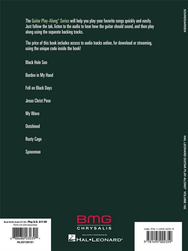 Soundgarden (+Online Audio Access): guitar playalong vol.182