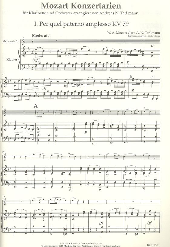Konzertarien für Klarinette und Orchester