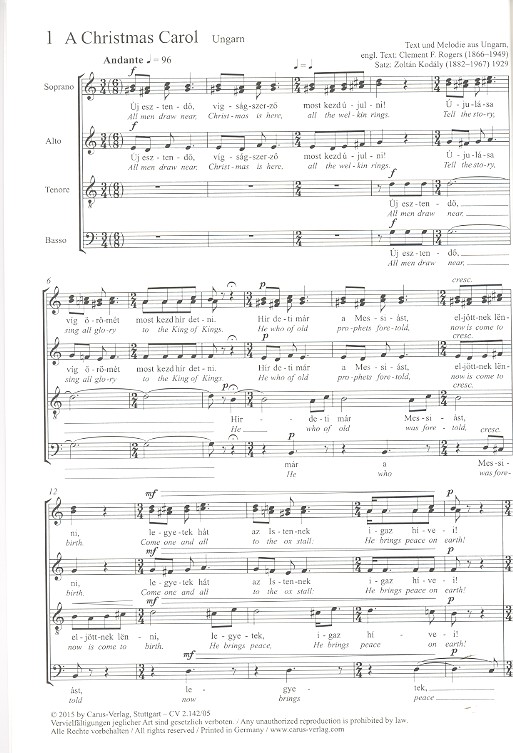 Chorbuch Weihnachtslieder aus aller Welt