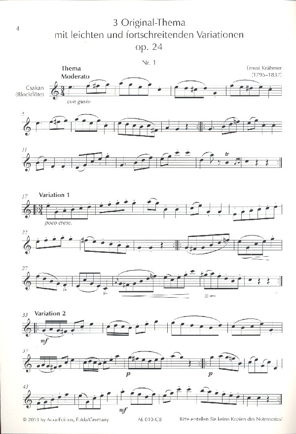 3 Original-Themen op.24 mit leichten und fortschreitenden Variationen op.24