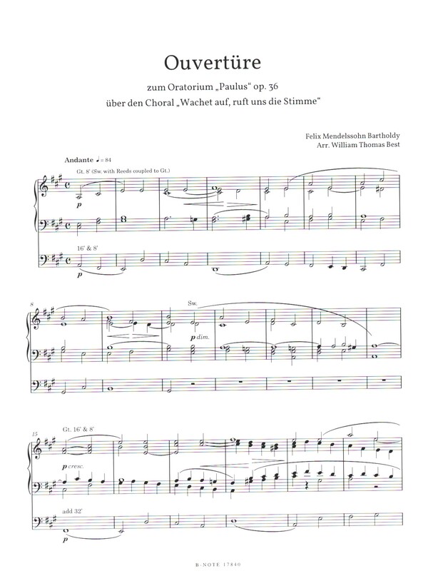 Ouverture zu 'Paulus' (Wachet auf, ruft uns die Stimme) op.36