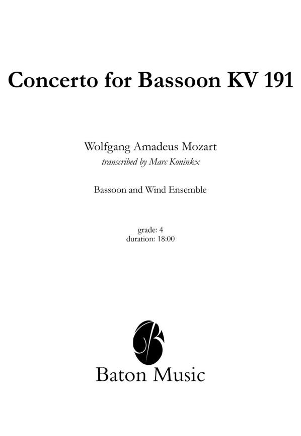 Wolfgang Amadeus Mozart, Concerto for Bassoon KV 191