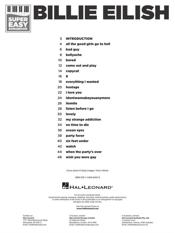 Billie Eilish - Super Easy Songbook